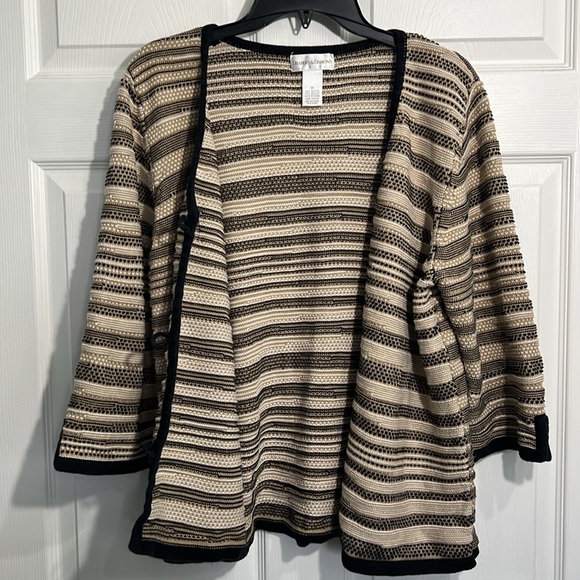 Draper’s & Damon’s Button Front Sweater - Size 1x - Brown, Black & White Striped - Picture 5 of 6